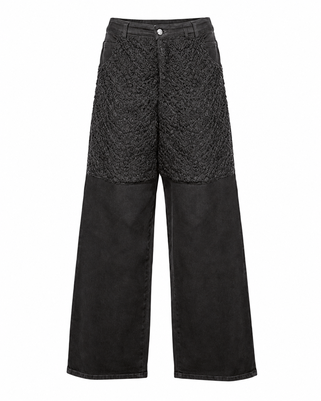 AMOSA – JEANS WIDE LEG CON INSERTI IN PIZZO