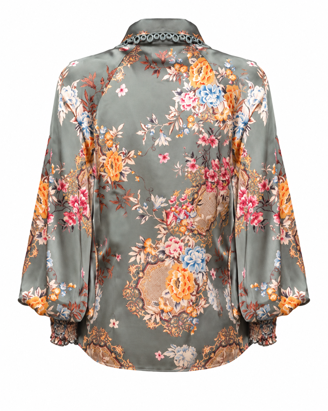 AMOSA – CAMICIA CON STAMPA FLOREALE E COLLETTO DECORATO