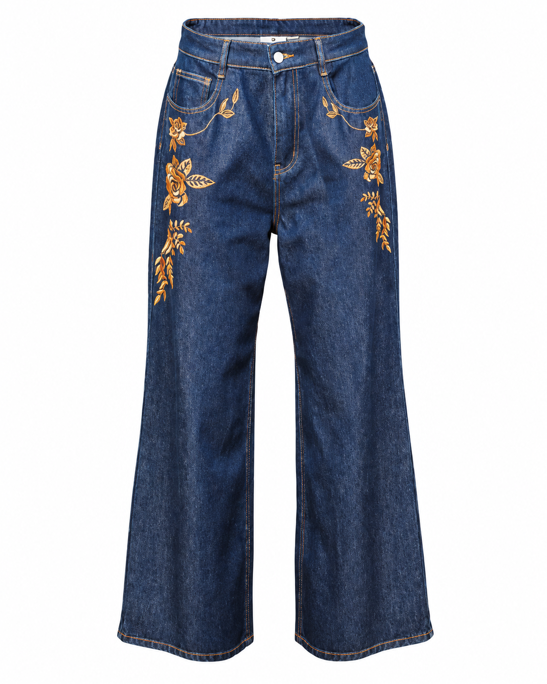 AMOSA – JEANS WIDE LEG CON RICAMI FLOREALI