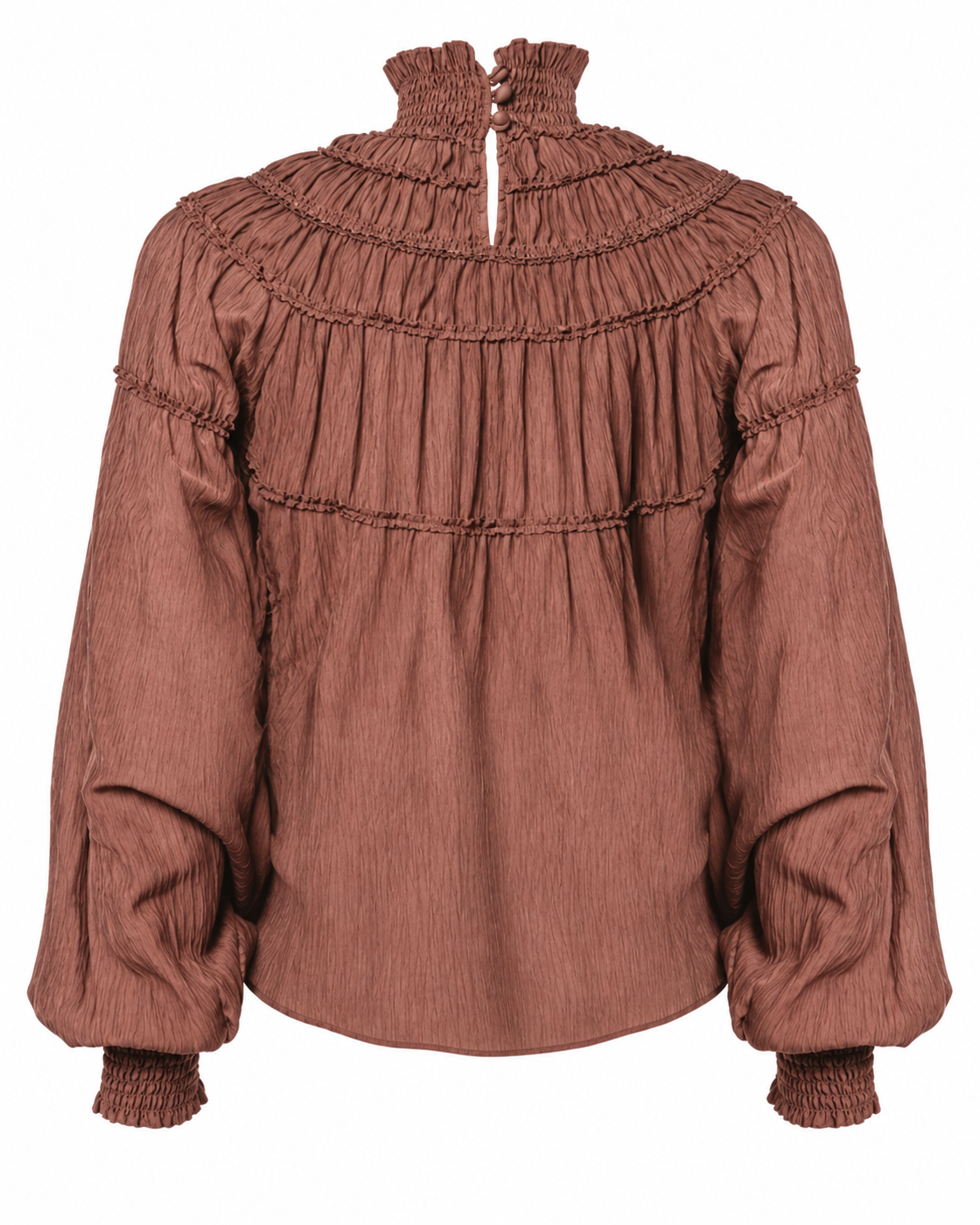 AMOSA – BLUSA CON COLLO ALTO E DETTAGLI ARRICCIATI