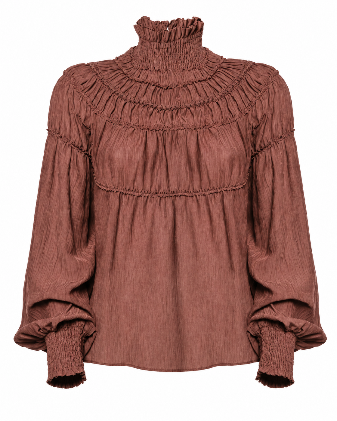 AMOSA – BLUSA CON COLLO ALTO E DETTAGLI ARRICCIATI