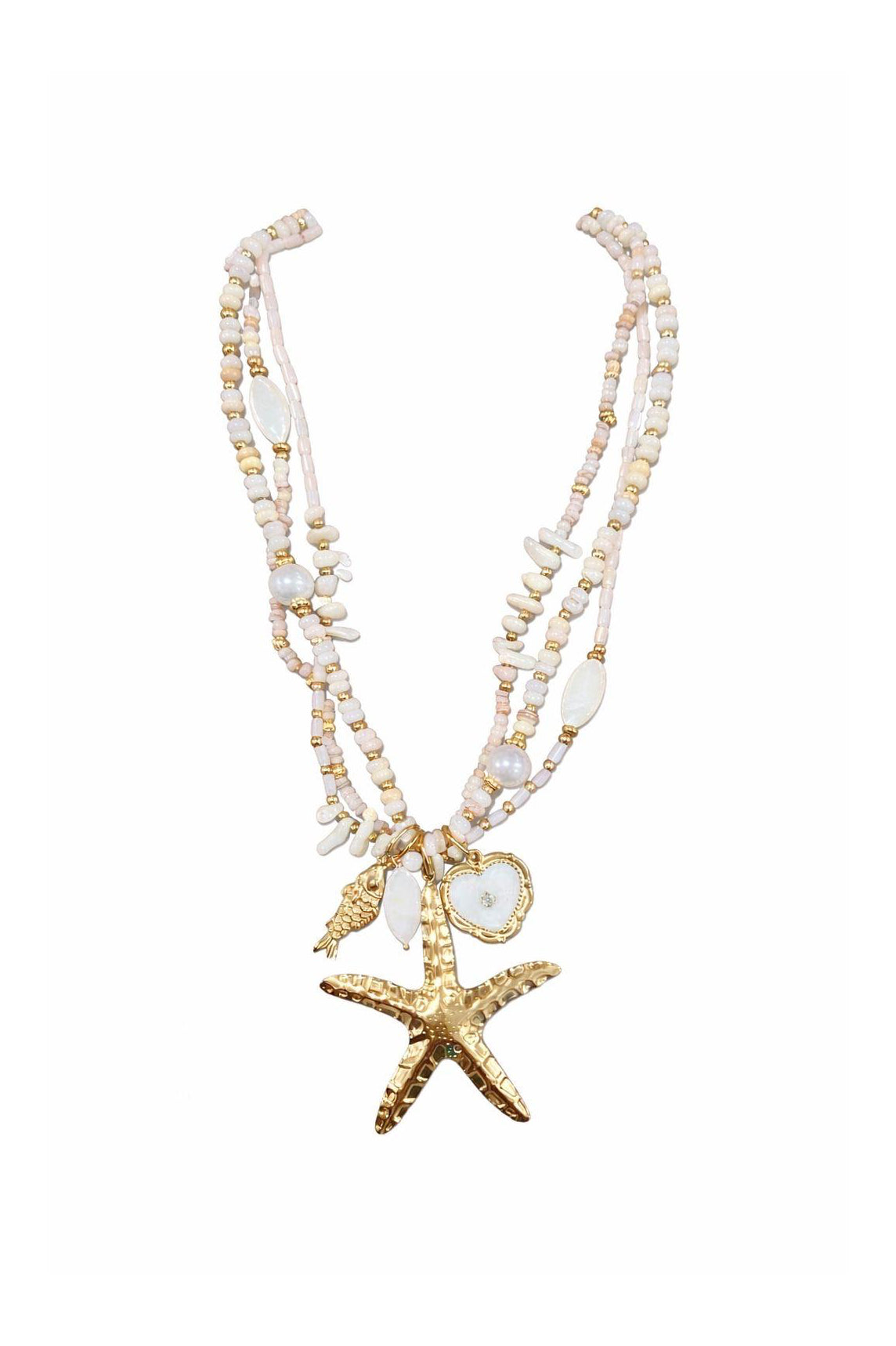 SOSOUD COLLANA IN ACCIAIO E PERLINE