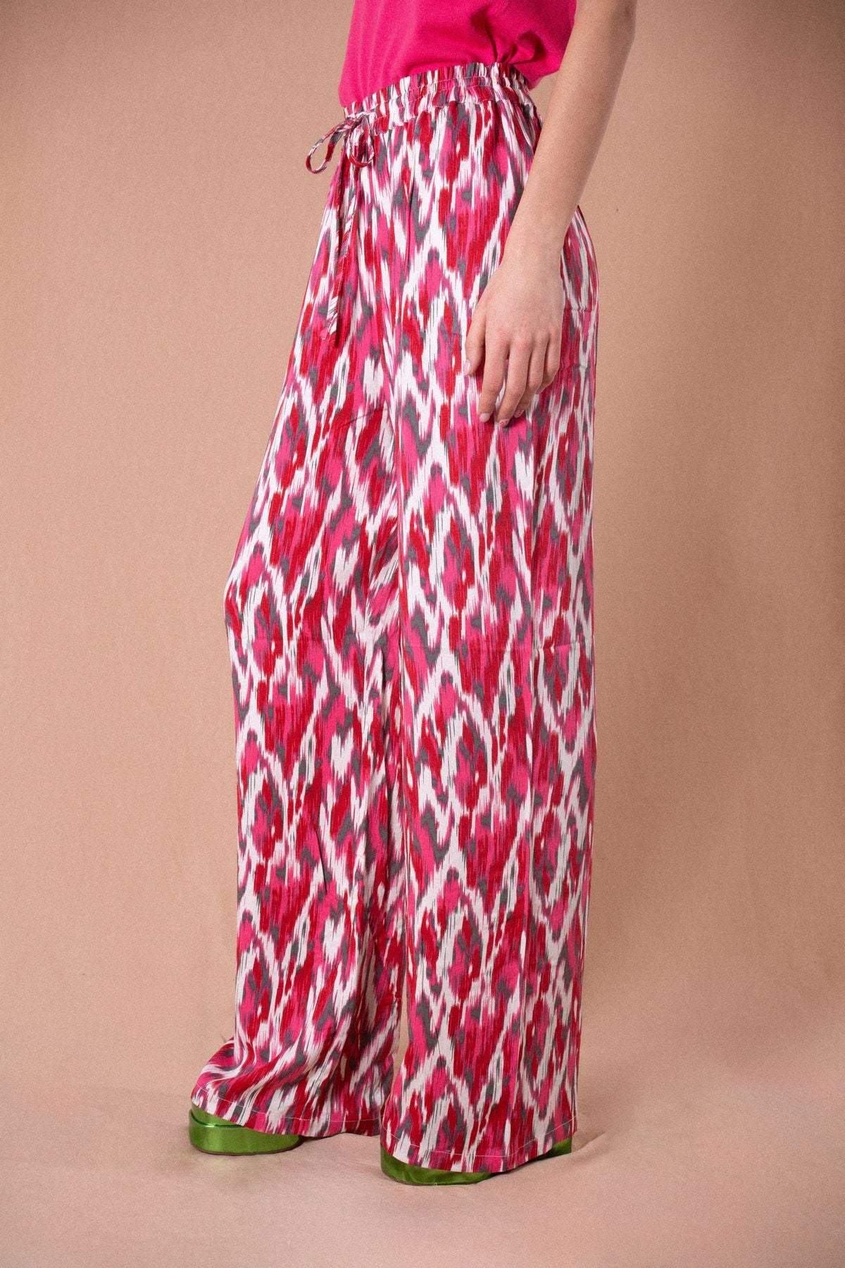 RINO E PELLE PANTALONI WIDE LEG STAMPATI