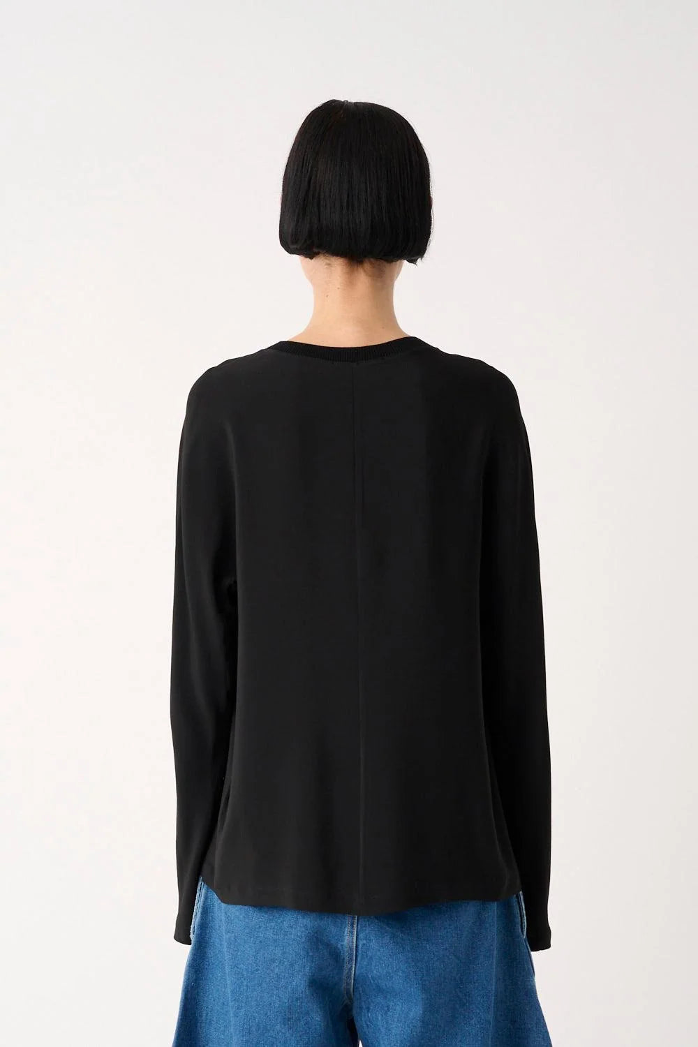 MEIMEIJ – BLUSA GIROCOLLO IN CRÊPE DE CHINE MISTO SETA