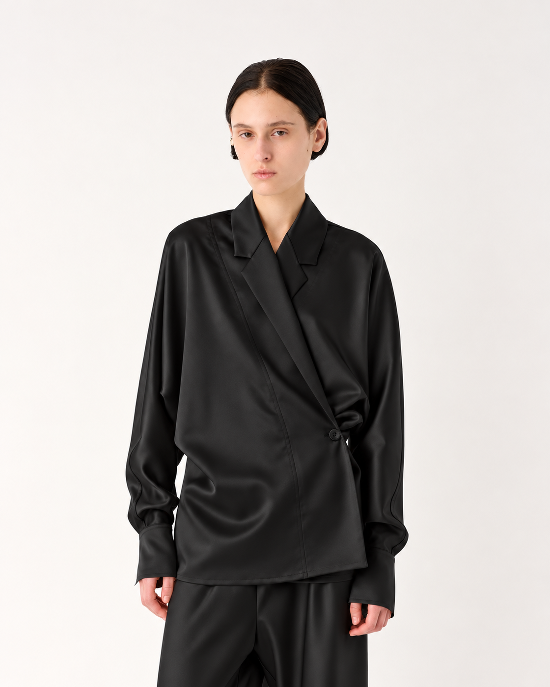 MEIMEIJ – CAMICIA IN RASO STRETCH CON COLLO REVERS