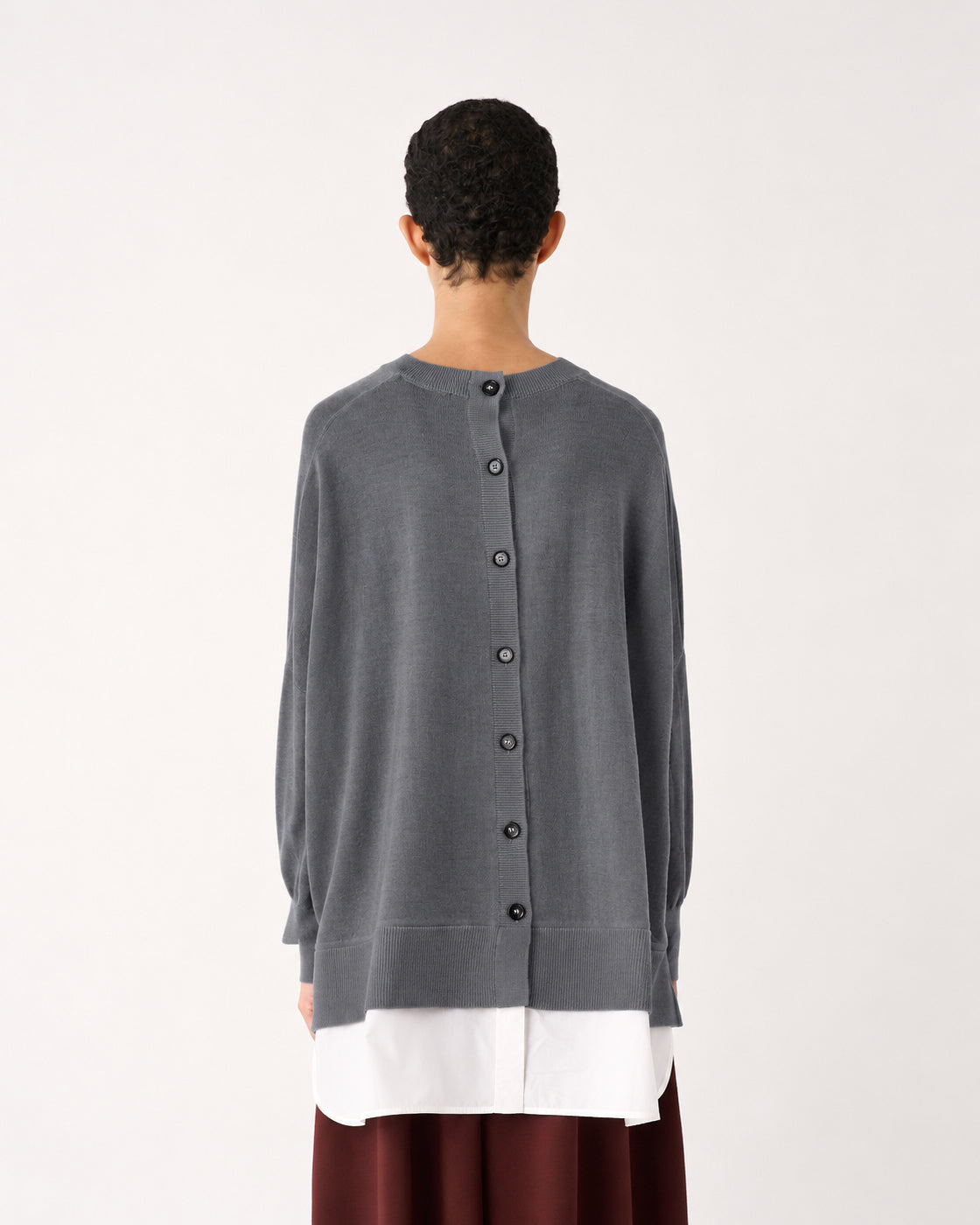 MEIMEIJ – MAGLIA GIROCOLLO IN PURA LANA CON INSERTO IN POPELINE