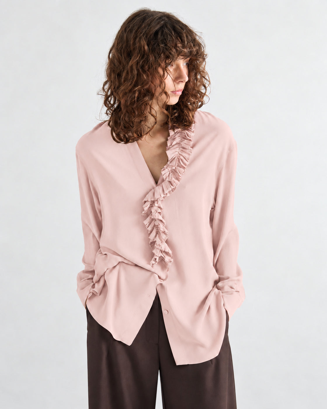 MEIMEIJ – CAMICIA CON ROUCHES IN SETA