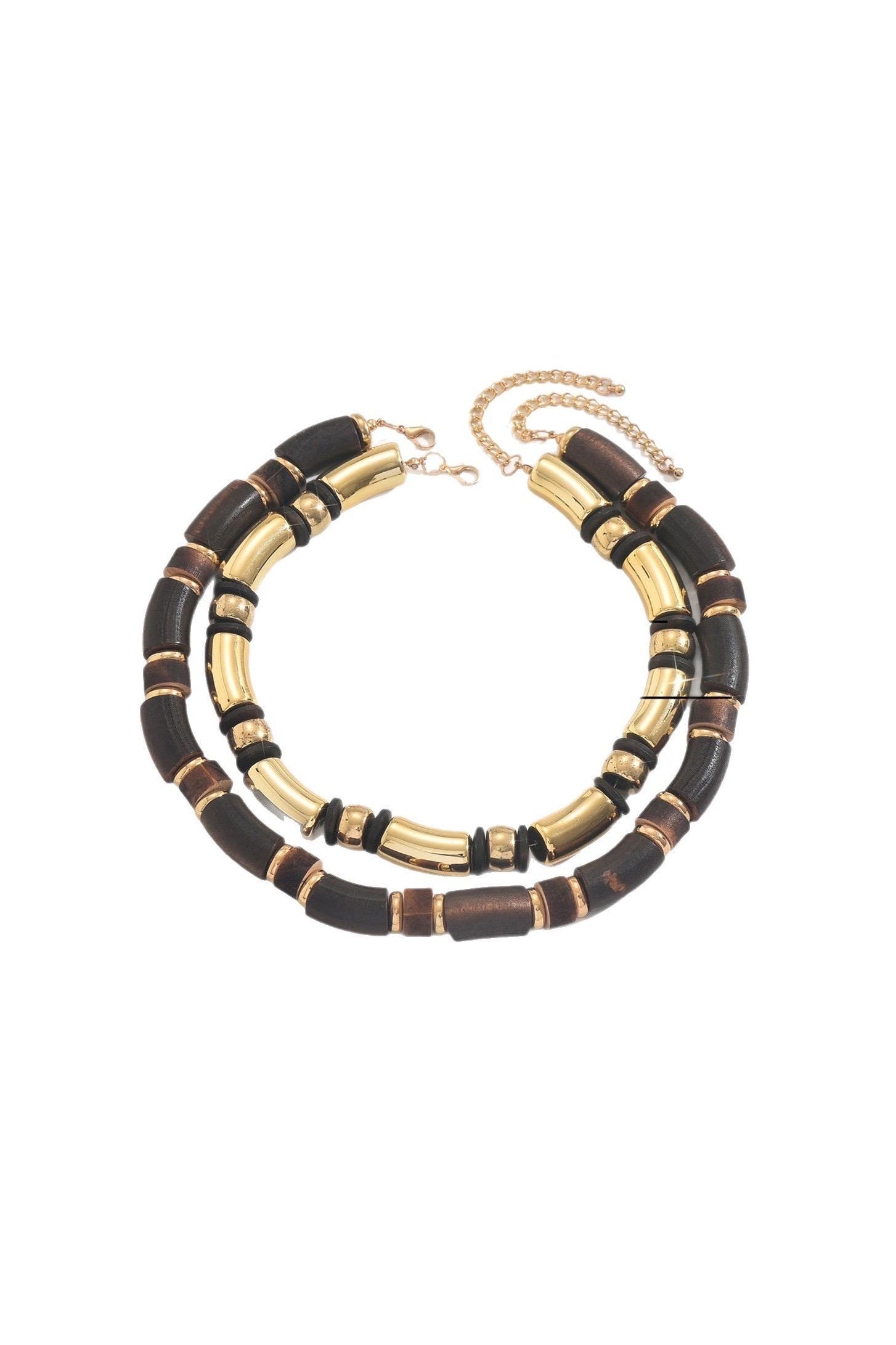 SOSOUD COLLANA IN ACCIAIO E LEGNO