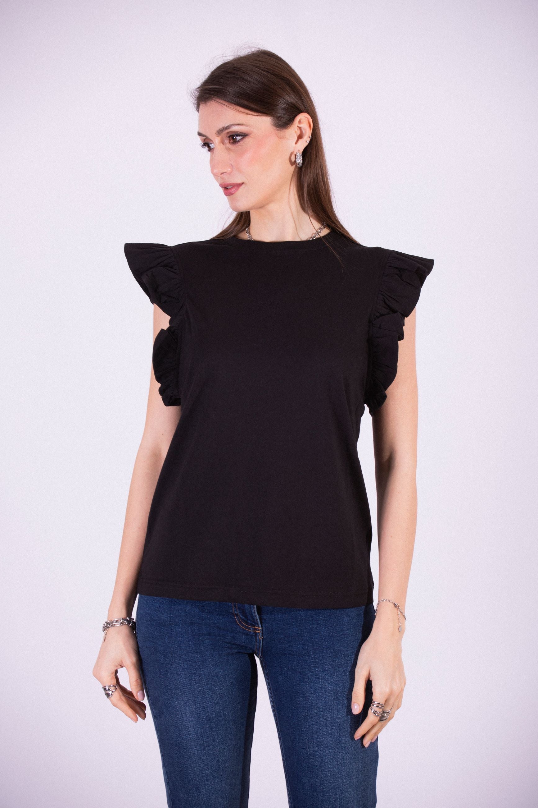 SILVIAN HEACH T-SHIRT WITH RUFFLED SLEEVES