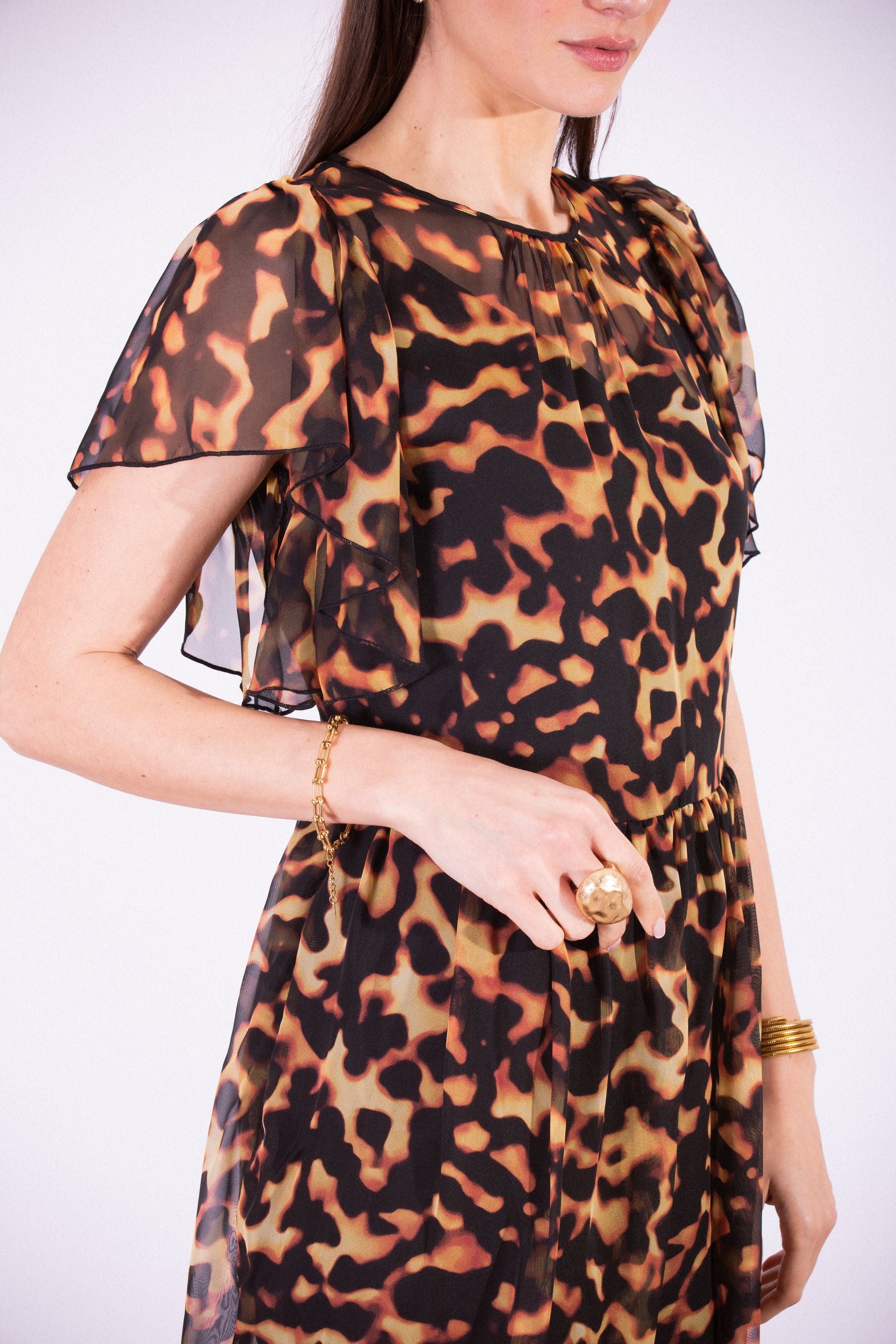 SILVIAN HEACH LONG TORTOISESHELL DRESS