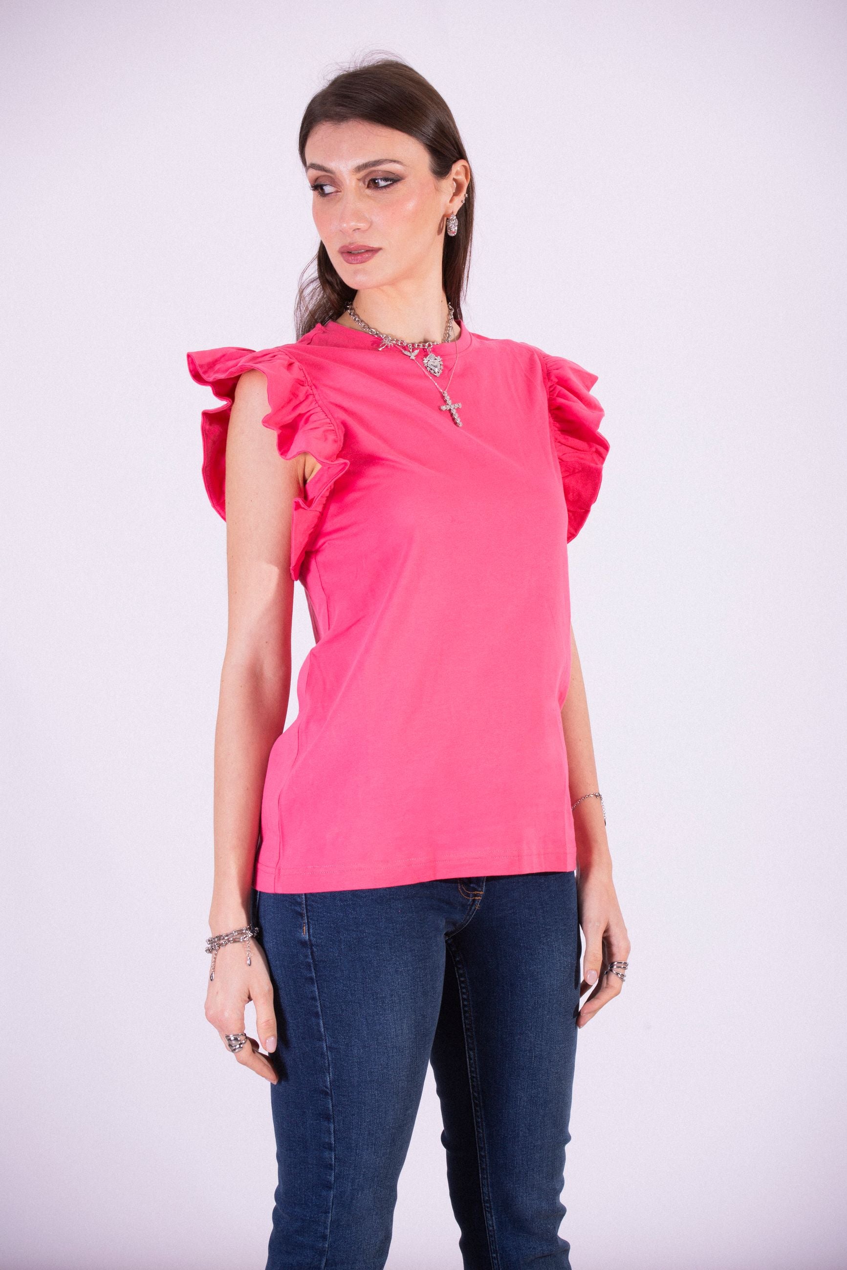 SILVIAN HEACH T-SHIRT WITH RUFFLED SLEEVES