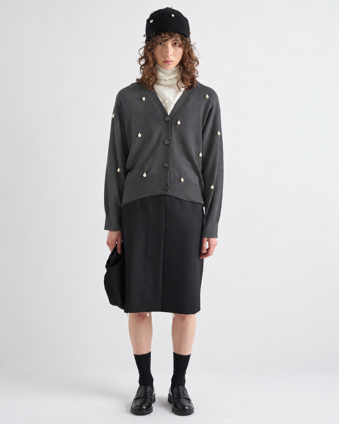 MEIMEIJ – CARDIGAN IN LANA CON PERLE