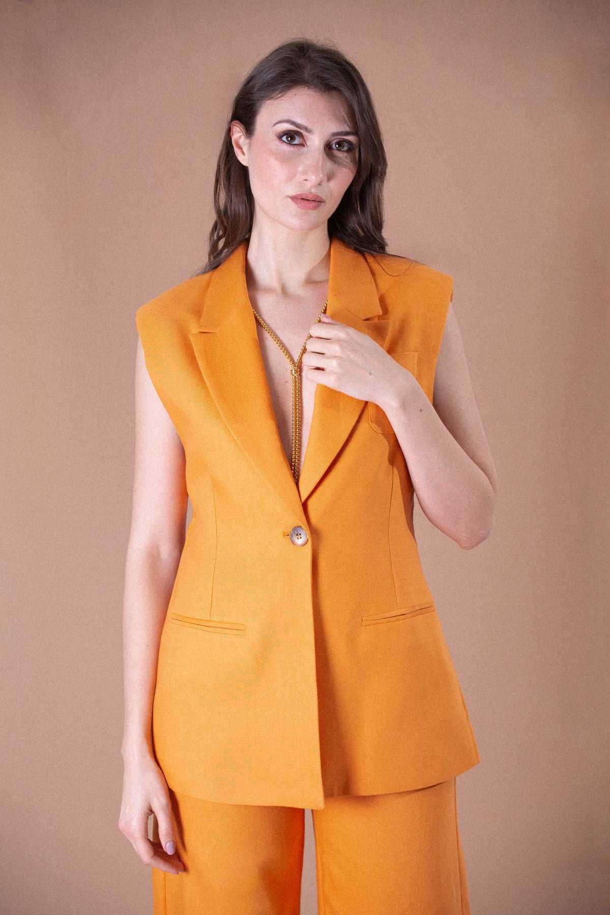 HANAMI D'OR GILET CON COLLO A LANCIA