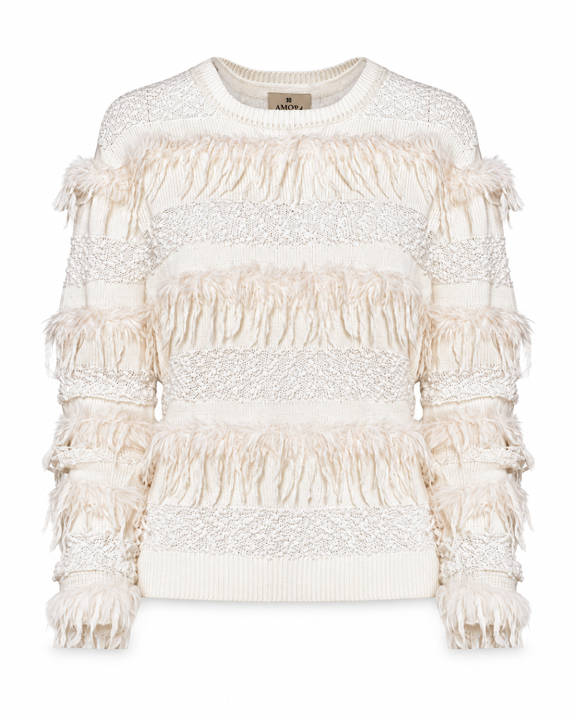 AMOSA – MAGLIA PANNA CON PIUME
