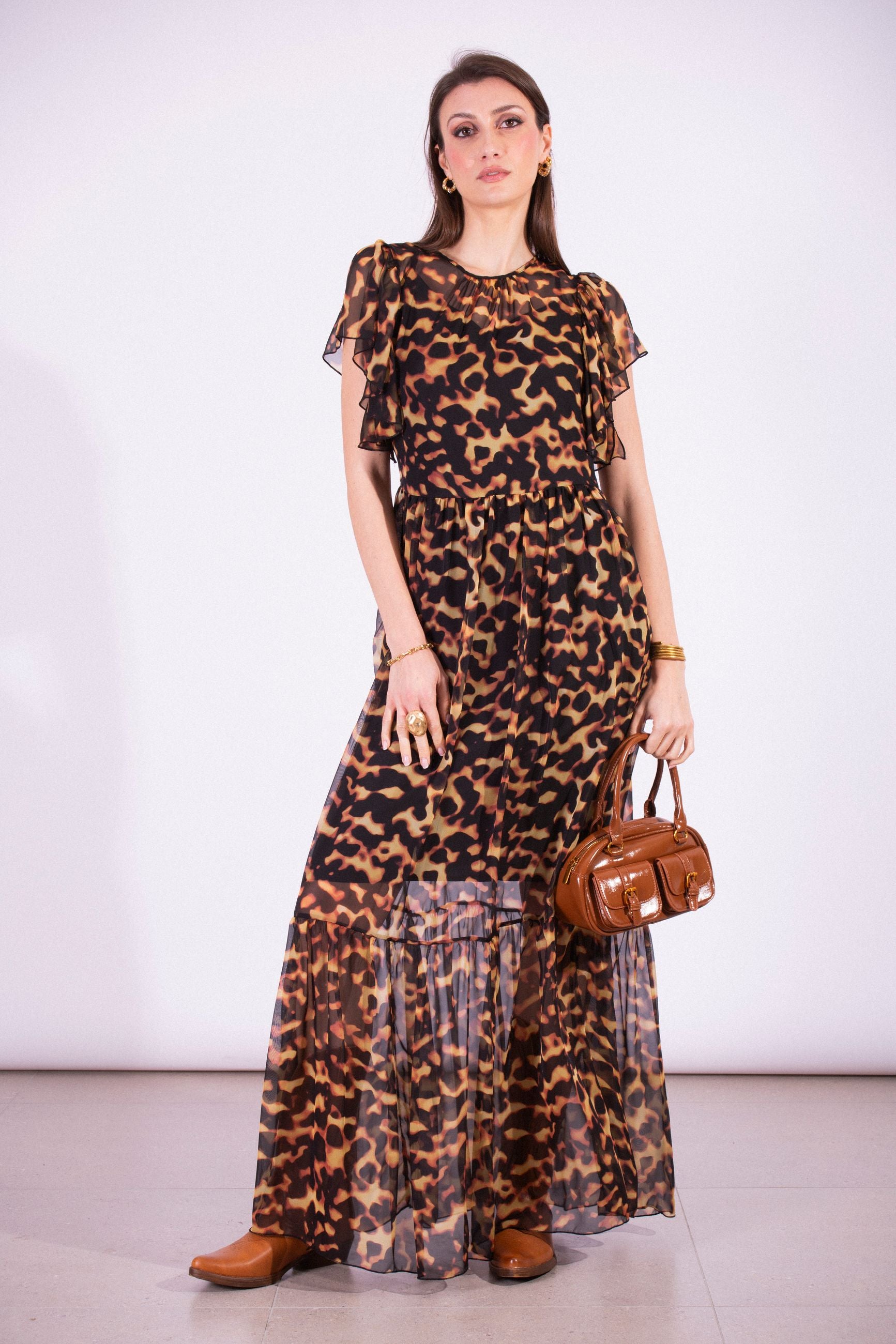 SILVIAN HEACH LONG TORTOISESHELL DRESS