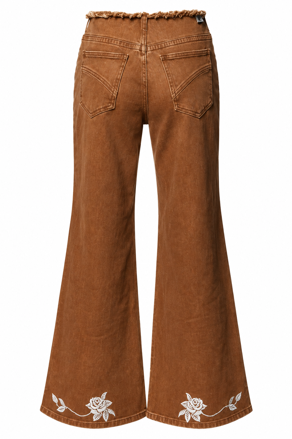 AMOSA - JEANS WIDE LEG CON RICAMI FLOREALI