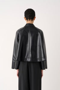 MEIMEIJ – GIUBBINO SVASATO EFFETTO PELLE CON ZIP METALLICHE