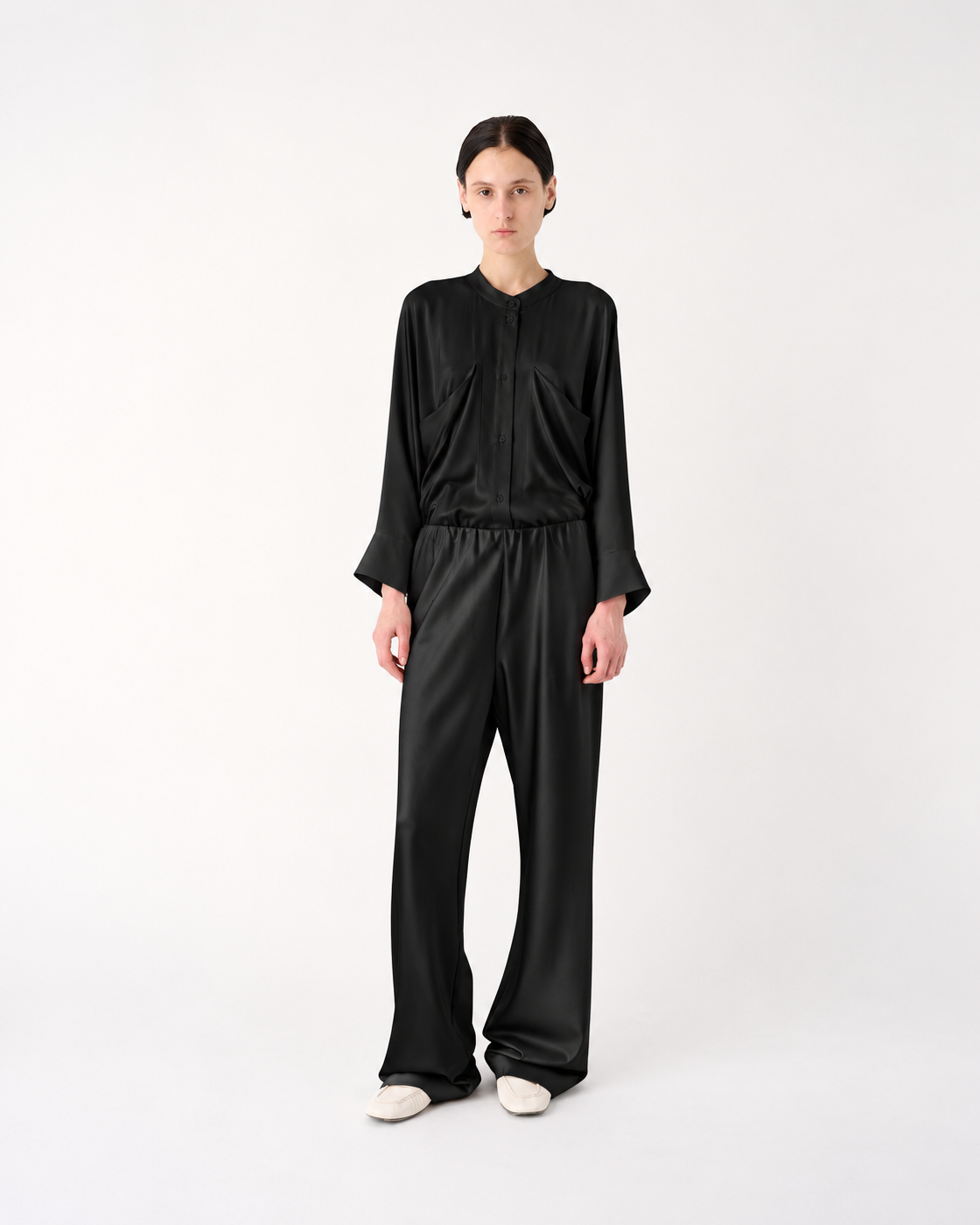 MEIMEIJ – PANTALONE IN RASO STRETCH A GAMBA DRITTA