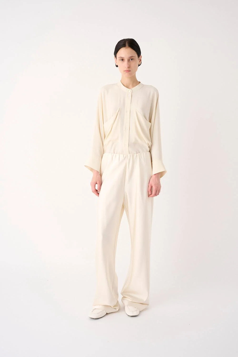 MEIMEIJ – PANTALONE IN RASO STRETCH A GAMBA DRITTA