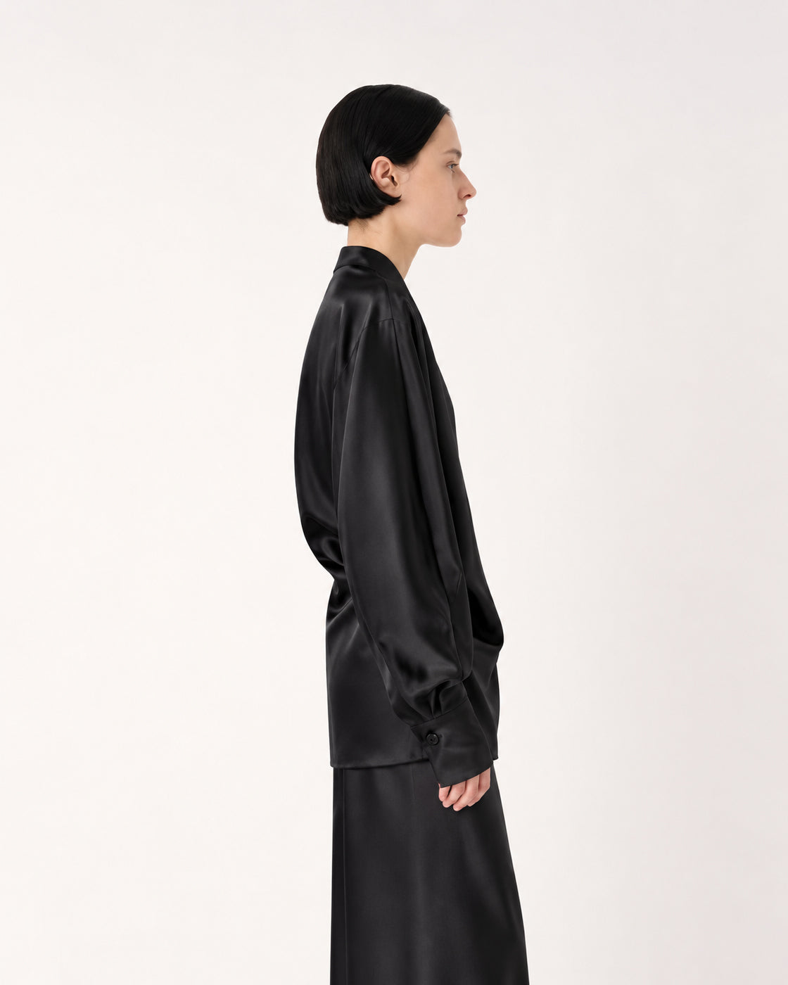 MEIMEIJ – CAMICIA IN RASO STRETCH CON COLLO REVERS