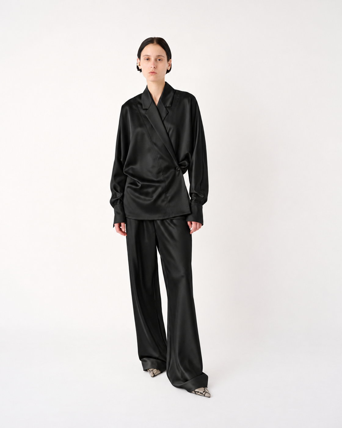 MEIMEIJ – CAMICIA IN RASO STRETCH CON COLLO REVERS