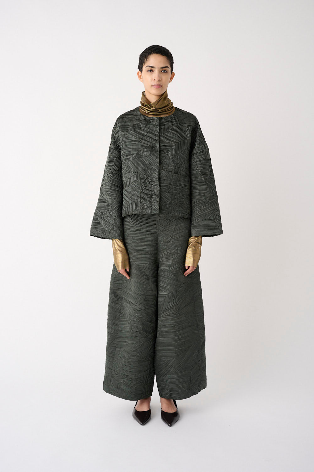 MEIMEIJ – PANTALONE AMPIO JACQUARD CON MOTIVO GEOMETRICO