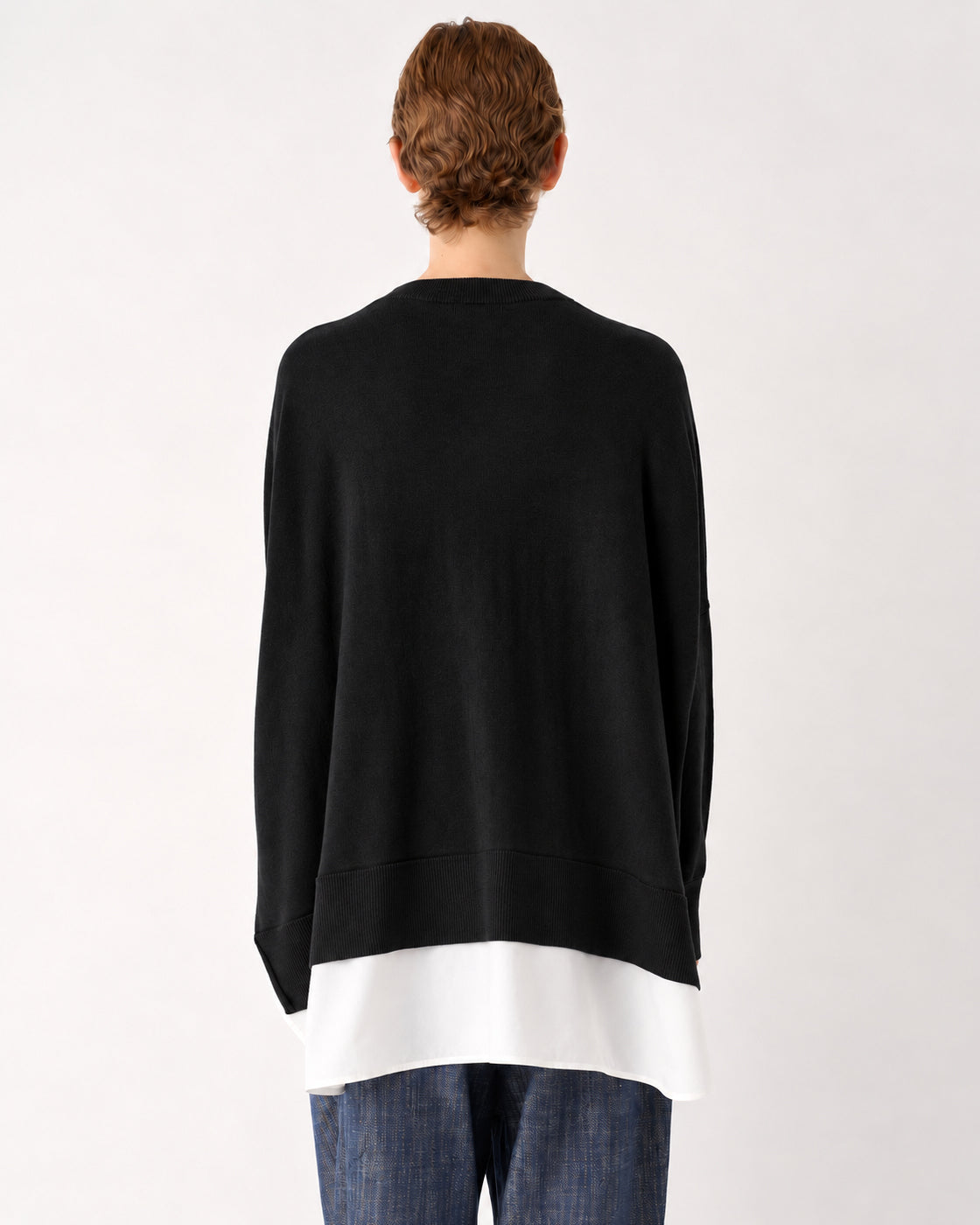 MEIMEIJ – CARDIGAN IN PURA LANA CON INSERTO IN POPELINE