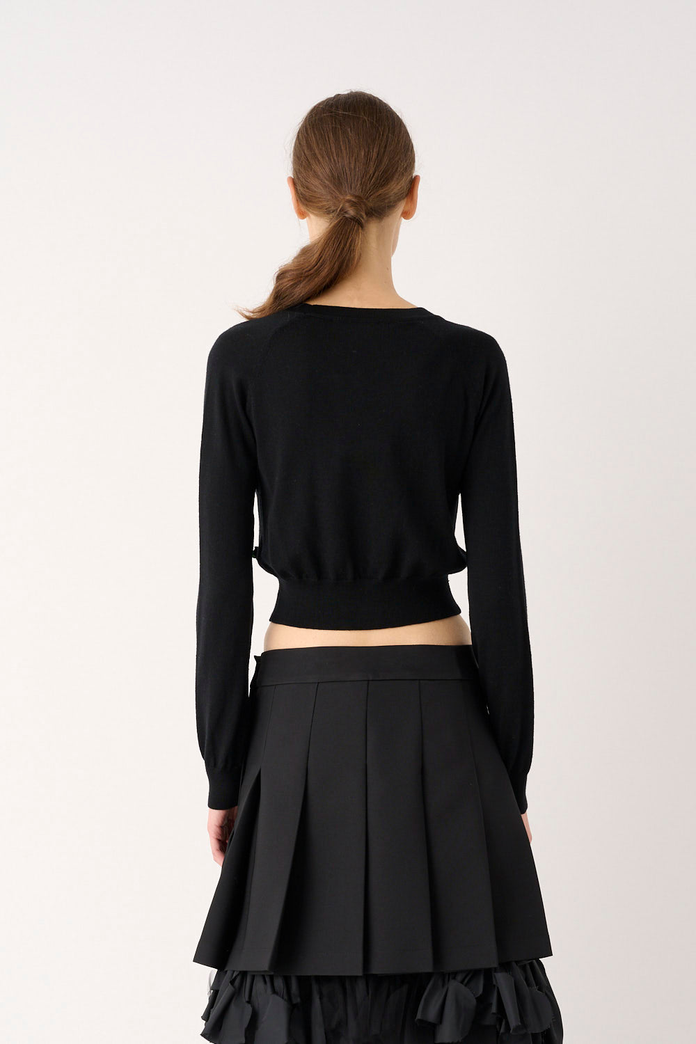 MEIMEIJ – CARDIGAN CORTO IN PURA LANA CON APPLICAZIONI RICAMATE