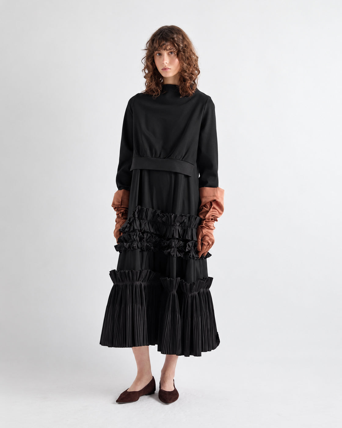 MEIMEIJ – COMPLETO BLUSA E ABITO CON ROUCHES E PLISSÉ