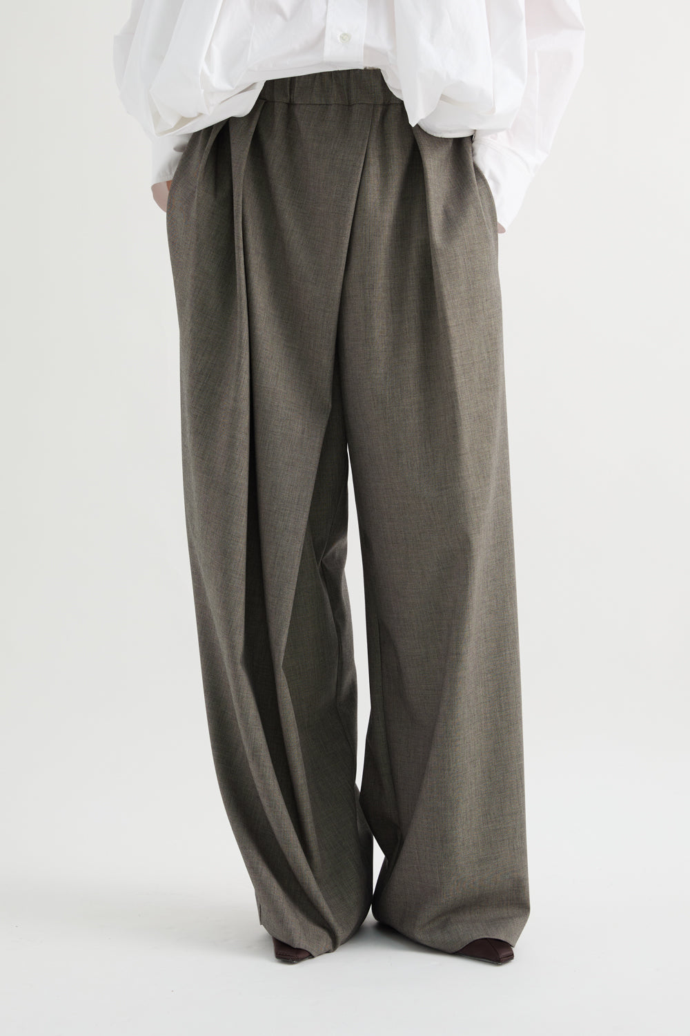 MEIMEIJ – PANTALONE WIDE LEG CON DRAPPEGGIO