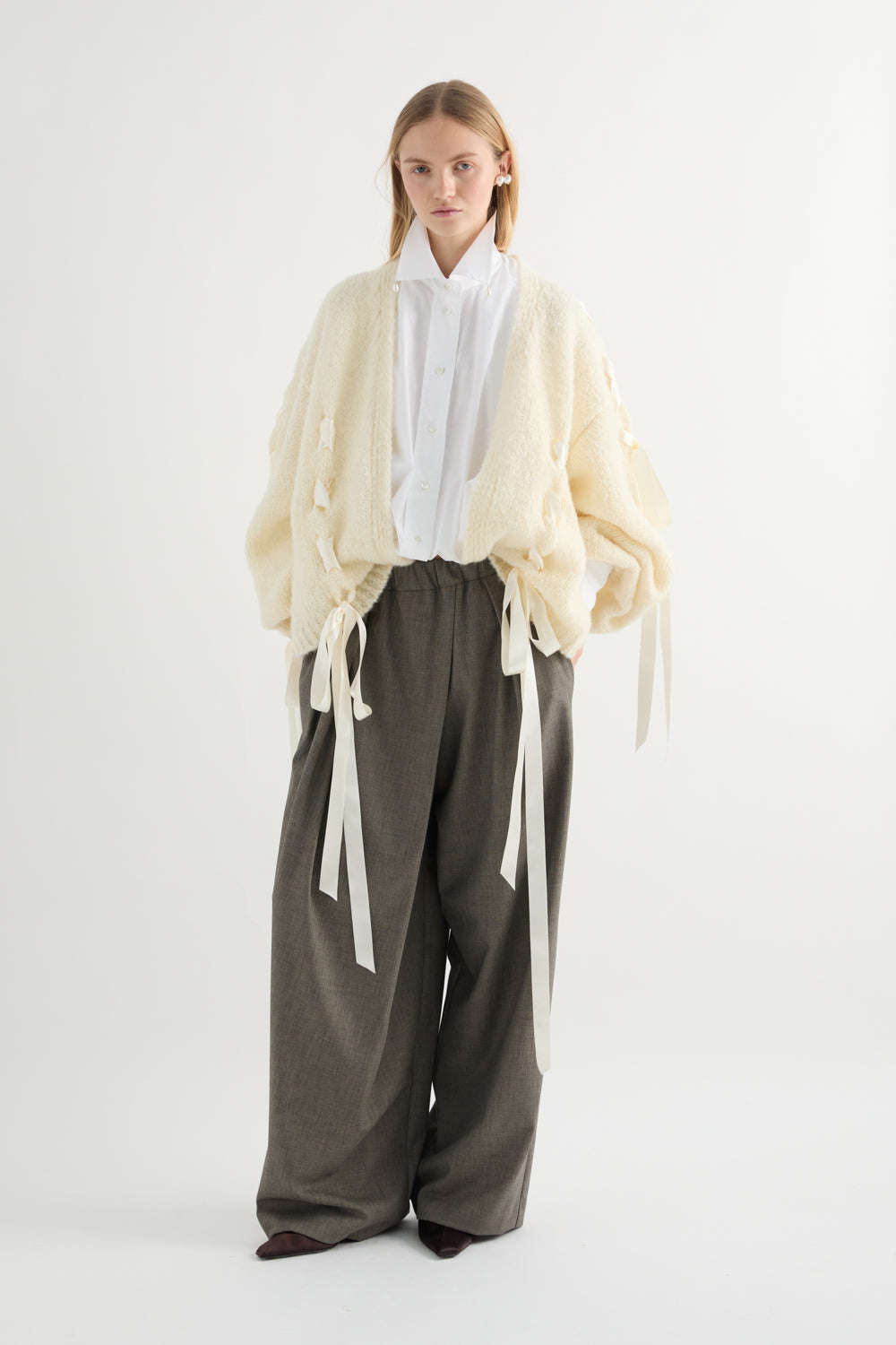 MEIMEIJ – PANTALONE WIDE LEG CON DRAPPEGGIO