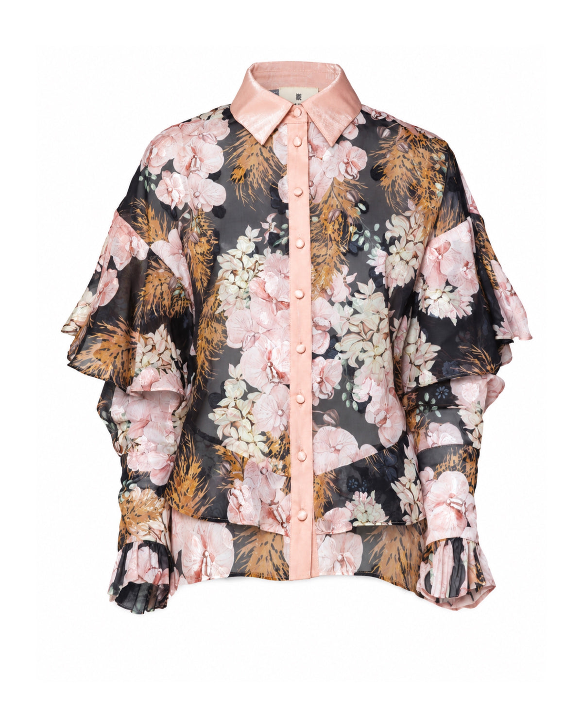 AMOSA – CAMICIA FLOREALE CON MANICHE A BALZE