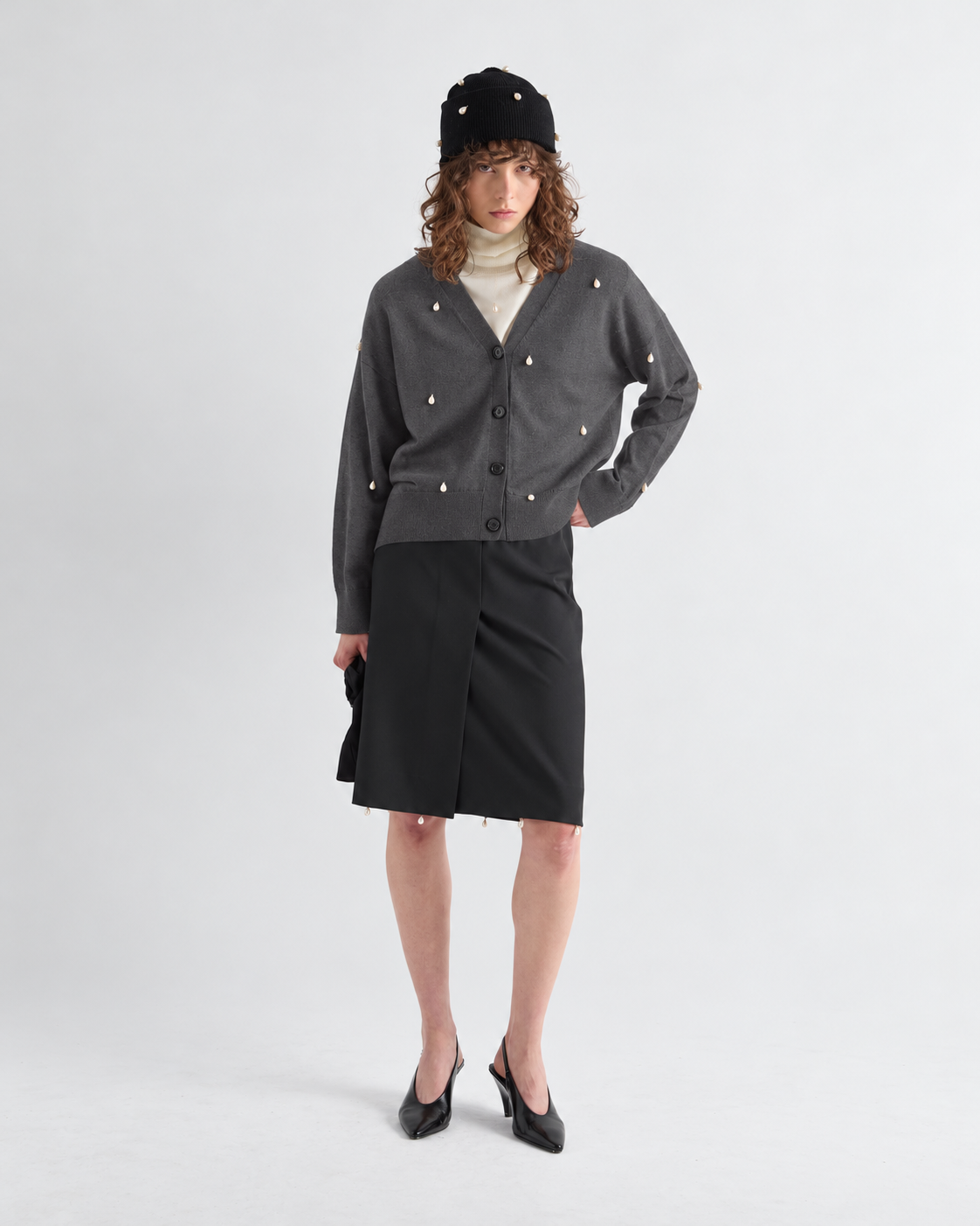 MEIMEIJ – CARDIGAN IN LANA CON PERLE