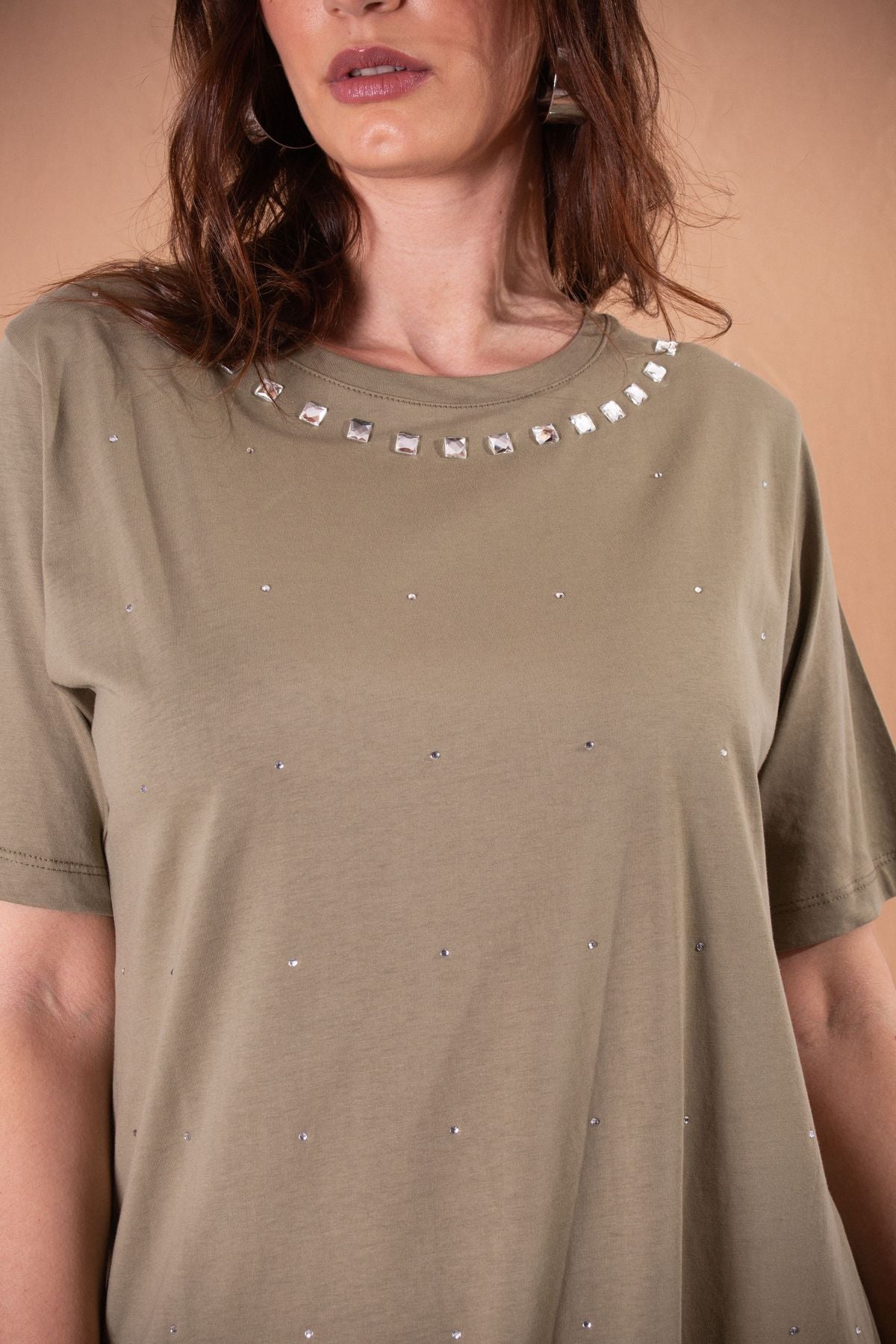MORE T-SHIRT LUNGA CON STRASS