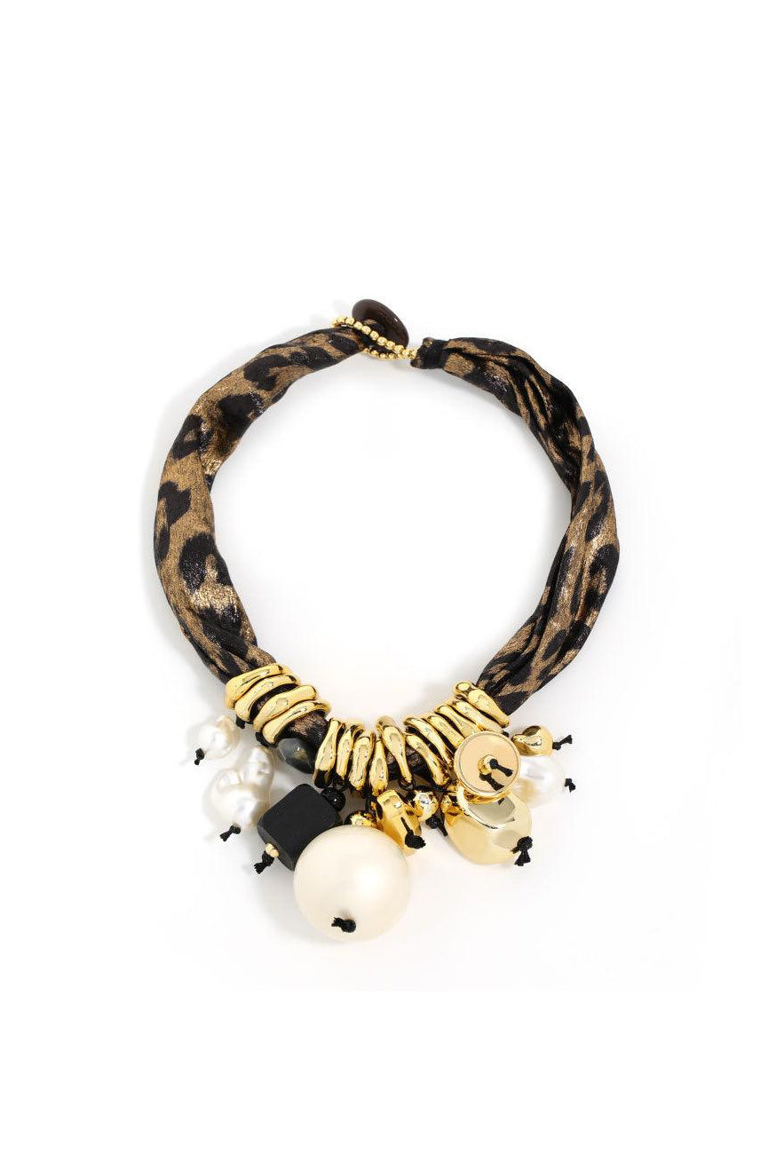 SOSOUD COLLANA IN ACCIAIO E TESSUTO